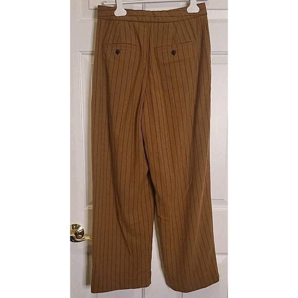Madewell The Rosedale High Rise Straight Pant Wool Brown Pin Stripe 8 Womens EUC - Picture 3 of 10